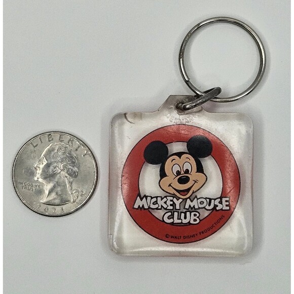 Vintage Keychain MICKEY MOUSE CLUB Acrylic Key Fob Ring WALT DISNEY Made DENMARK - Picture 3 of 3